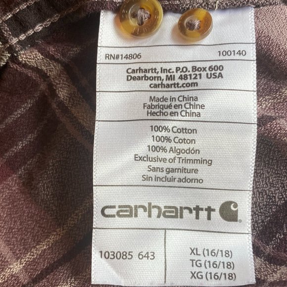 Carhartt Fairview Plaid Roll Tab Convertible Sleeve Western Fall Shirt-XL - Picture 13 of 15
